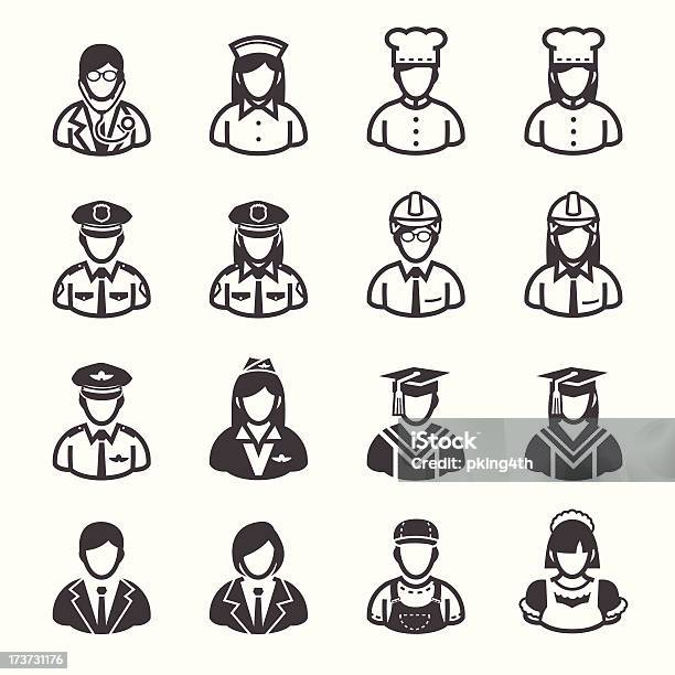 Zawód I Ludzie Ikony - Stockowe grafiki wektorowe i więcej obrazów Policja - Policja, Awatar, Białe tło