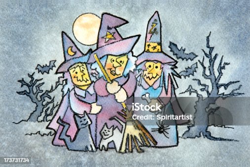 istock Three Witches in the Woods at Night 173731734