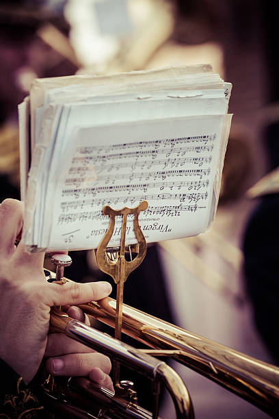 istock Vintage trombones playing in a big band. 173731876