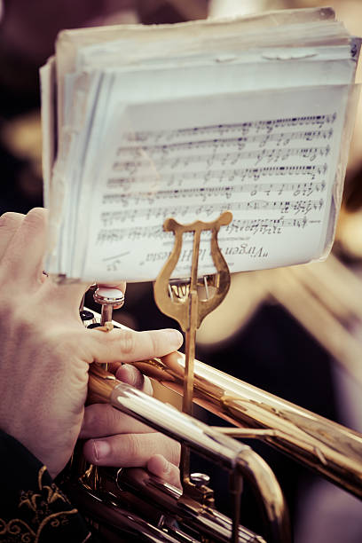 istock Vintage trombones playing in a big band. 173731961