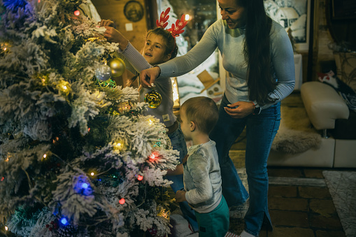 mother and children spend together during the Christmas holidays