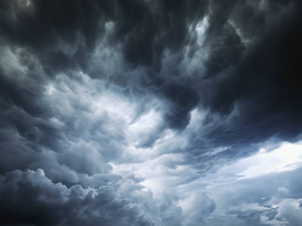 Threatening dark clouds covering the sky