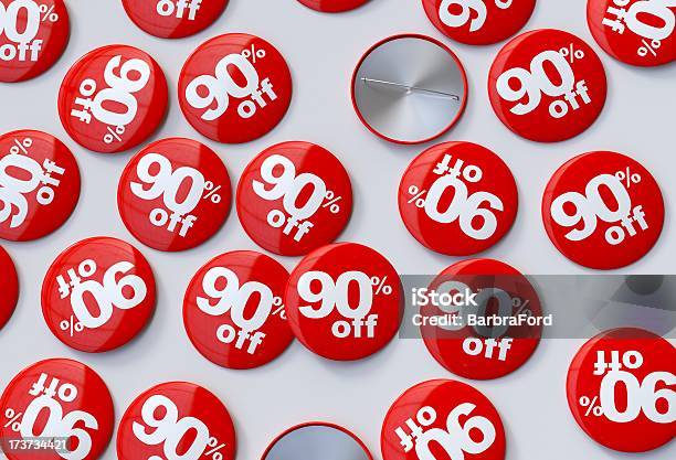 90 Di Sconto Pin - Fotografie stock e altre immagini di Affari - Affari, Badge, Bianco