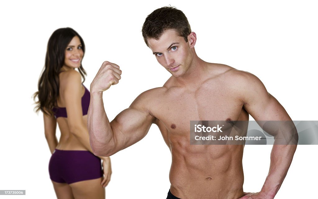 Homem Musculoso com um admirador - Foto de stock de 20 Anos royalty-free