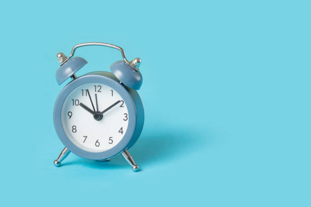 istock Blue metal twin bell retro alarm clock 1737357361