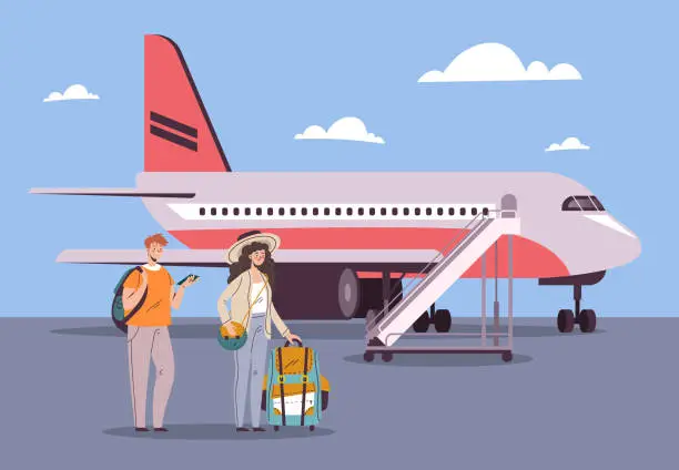 Vector illustration of Airport travel terminal passenger waiting lounge concept. Vector flat graphic design illustration