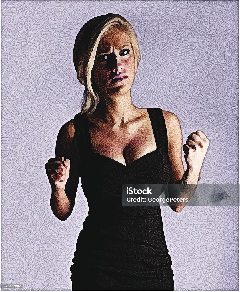 Angry and Sad At The Same Time Etching illustration of a young beautiful woman Adult stock vector
