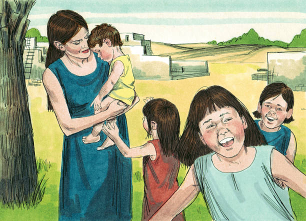 Family taking a break in public park