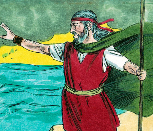 Moses and the Red Sea The Israelites were living in captivity in Egypt. They were persecuted and abused. Pharaoh ordered that all Hebrew newborn boys be killed. Moses was born during this time. His mother hid him in a basket and Pharaoh’s daughter found him and raised him in the palace. God spoke to Moses through a burning bush and instructed him to lead the Israelites out of Egypt to Canaan, the “Promised Land.” It took a long time to get Pharaoh to allow the Israelites to leave. Before leaving, the first Passover was observed. God told Moses that He would pass through Egypt and that every Egyptian boy would die. All Israelites were to place the blood of a lamb on the door so their houses would be passed over and the boys would live. After that Pharaoh allowed them to go. Moses was the leader on the journey and along the way he performed miracles like parting the Red Sea, turning his staff to a serpent, and turning the river water to blood. He was given the Ten Commandments. The Israelites were guided by God in the form of a pillar of cloud by day and a pillar of fire by night. The journey was long, filled with good days, trials, and grumbling. Eventually, after 40 years in the wilderness, they made it. Moses saw the promised land and then died. He never actually made it there.   shepherd sheep lamb bible stock pictures, royalty-free photos & images