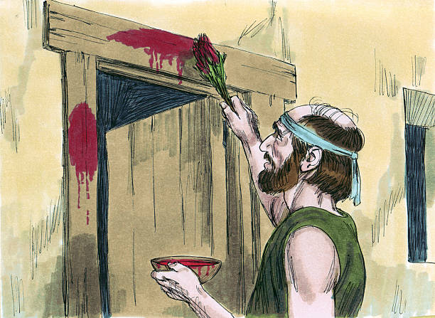 Moses--Passover Blood on Doorposts stock photo