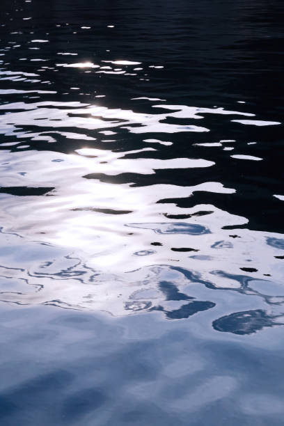 istock Vertical texture of the blue wavy water surface with sun glare 1737396960