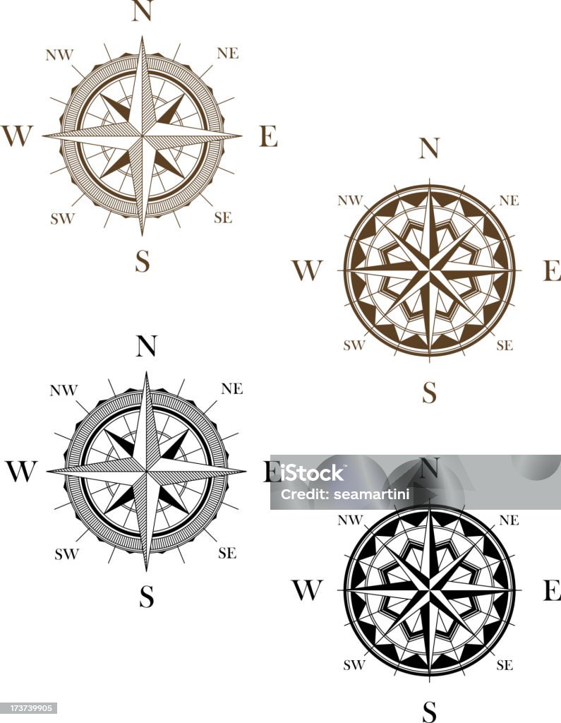 Set of vintage compass организма - Векторная графика Без людей роялти-фри
