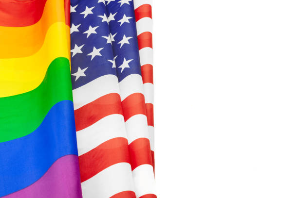 istock Rainbow flag of Pride and USA flag 1737468420
