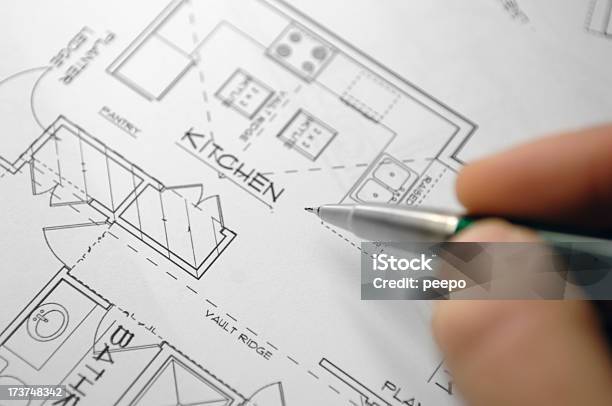 Serie Disegno Architettonico - Fotografie stock e altre immagini di Ampliamento di una casa - Ampliamento di una casa, Progettare, Cianografia