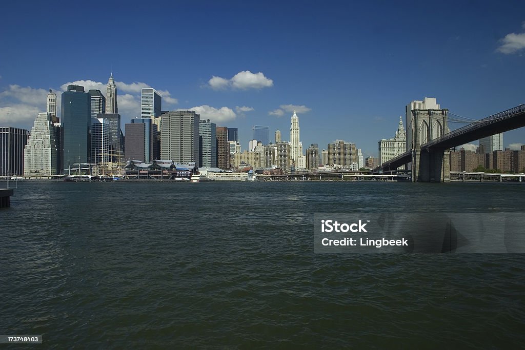 Die Skyline von New York, Brooklyn Bridge - Lizenzfrei Architektur Stock-Foto