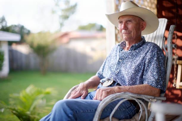 istock Old man in a rocking chair 173749147