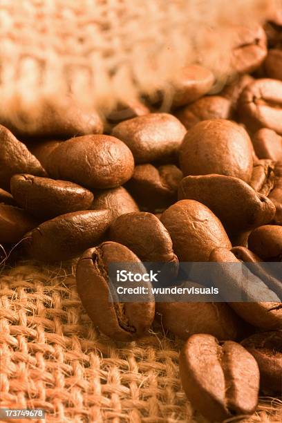 Coffe Beans In Bean Bag Stock Photo - Download Image Now - Backgrounds, Black Color, Brown