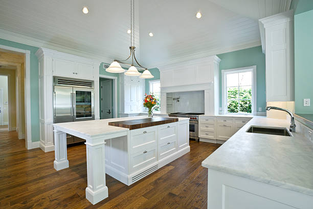 New Kitchen Beautiful new kitchen in an estate home. domestic kitchen cabinet elegance showcase interior stock pictures, royalty-free photos & images