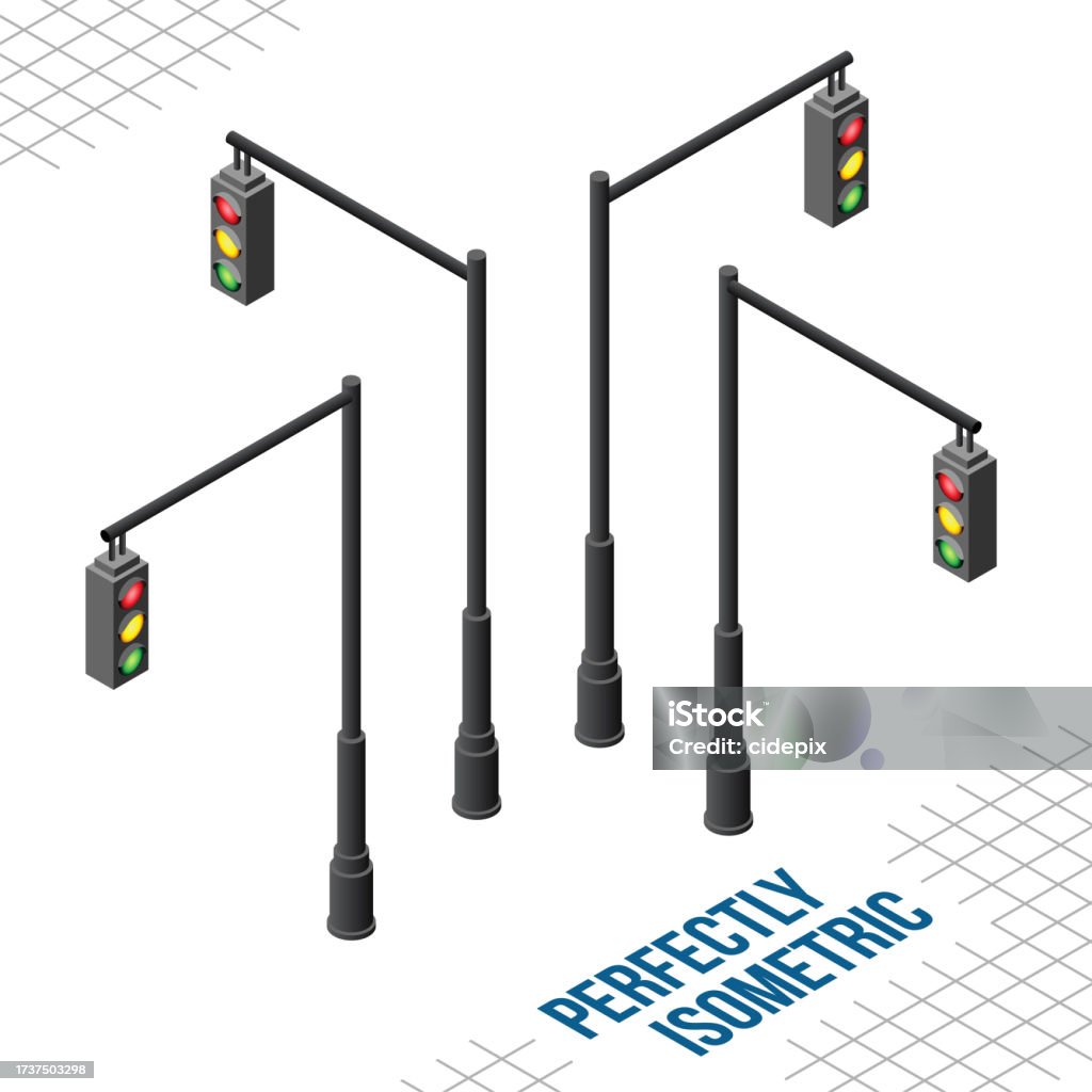 Isometric 4 Hanging Traffic Lights Stock Illustration - Download Image ...