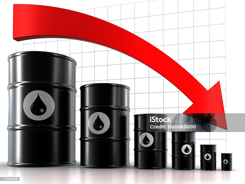 Falling 石油価格 - 樽のロイヤリティフリーストックフォト