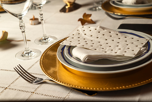 Detail of a table on the day of the Christmas dinner