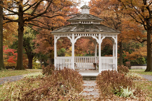 istock Gazebo in the autumn park 173751181