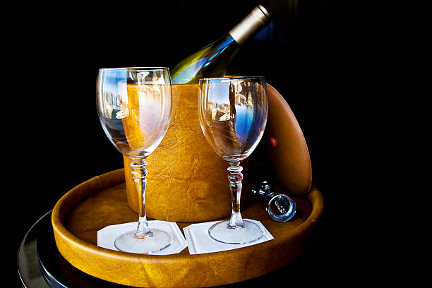 istock Las Vegas Reflections from Champagne Bottle and Crystal Goblets. 173751681