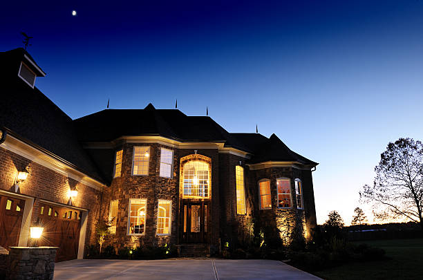 istock Beautiful home exterior at night 173751753