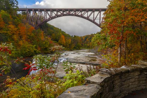 istock Bridge over the upper falls in Letchworth State Park 1737520649