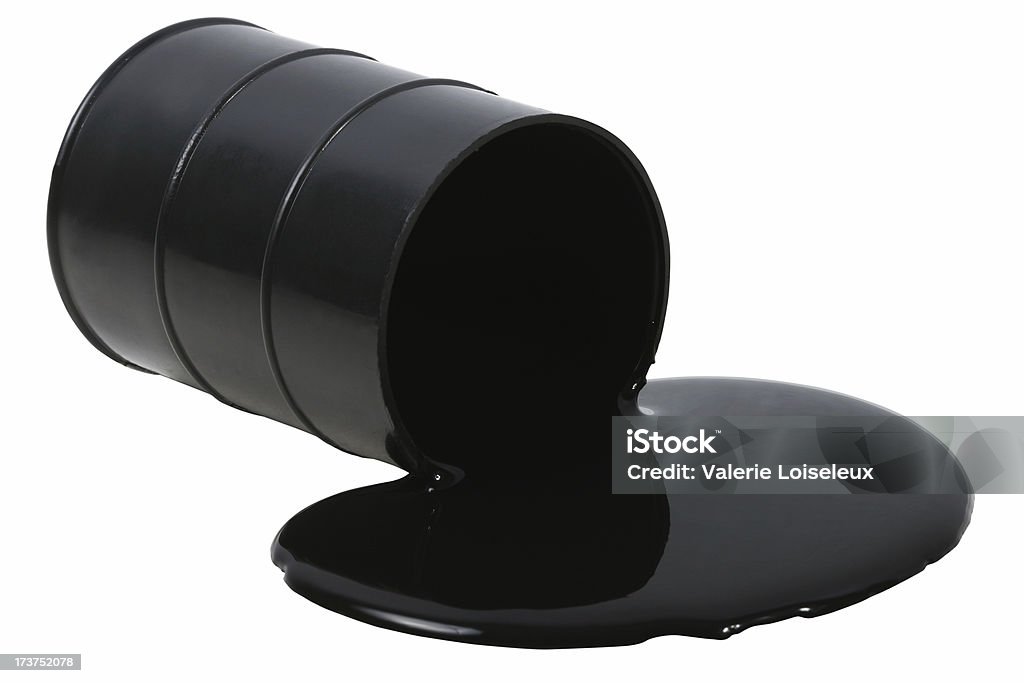 Oil barrel Oil barrel concept on a white background. Spilling Stock Photo