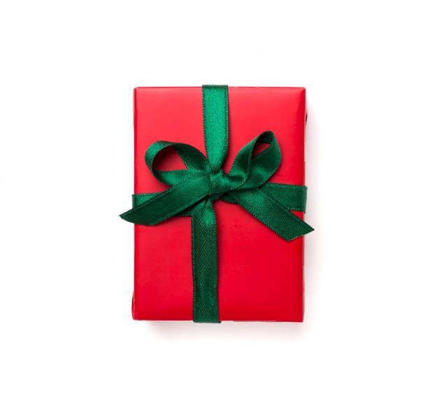istock Creative handmade christmas gift box isolated on white, top view 1737528281