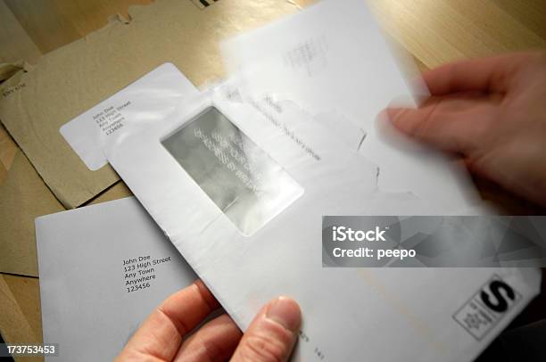 Opening Mail Stock Photo - Download Image Now - Desk, Envelope, Human Hand