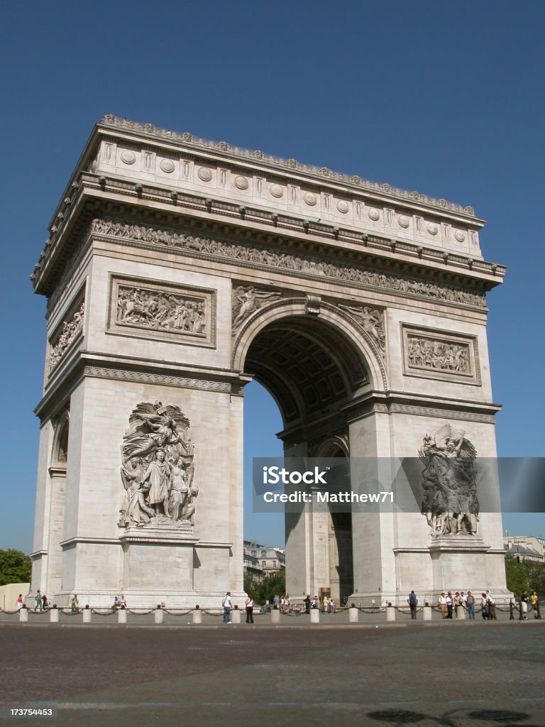Arc de Triomphe Arc de Triomphe with no cars in the way Arch - Architectural Feature Stock Photo