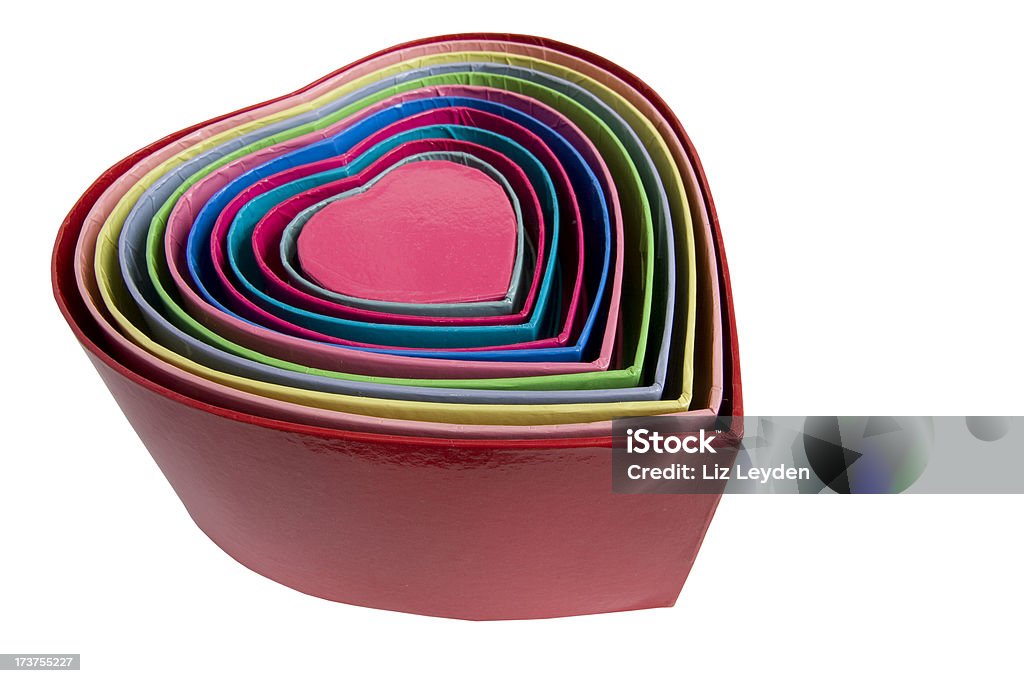 Zagnieżdżony kolorowe pudełka w kształcie serca prezent - Zbiór zdjęć royalty-free (Bez ludzi)