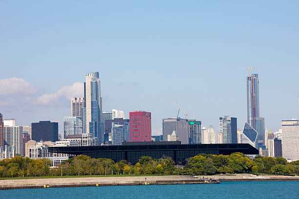 McCormick Place and Chicago Skyline stock photo