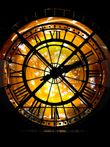 Classic clock on flame background
