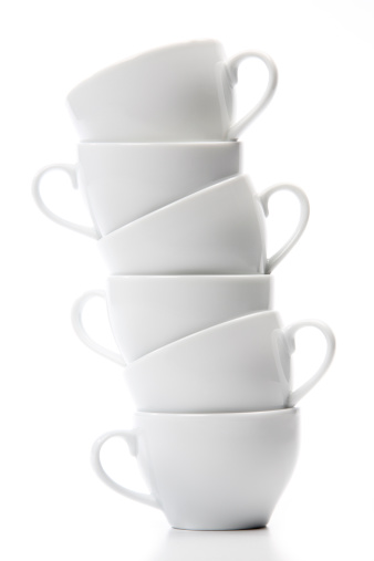 White coffee cups stacked