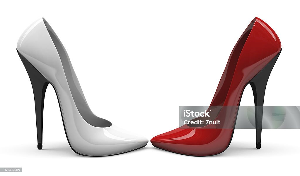 3 D branco & sapatos de salto alto vermelho - Royalty-free Adulto Foto de stock