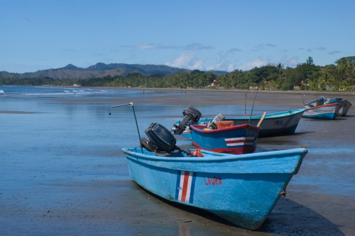 Local native fishing boats in Central America providing fish for local market