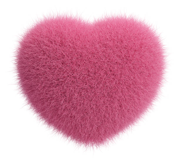 istock Pink fur fluffy heart isolated on white background. Valentines day concept. 3D rendering. 1737572912