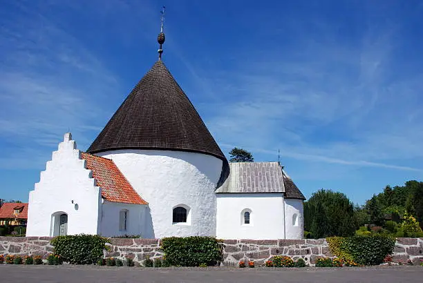 "NykirkeRound church at Bornholm Island, Denmark, Nyker This is the smallest of the four round churches at Bornholm."