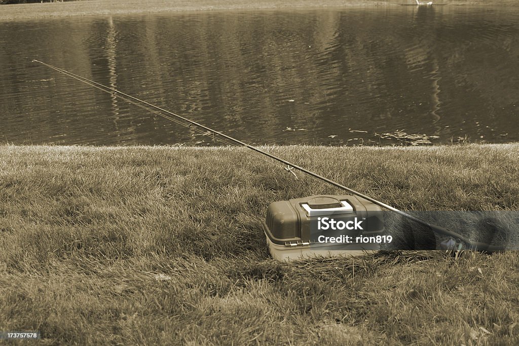rod & caixa de equipamentos. - Foto de stock de Anzol de pesca royalty-free