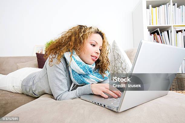 Teenage Girl With Laptop Stock Photo - Download Image Now - Brown Hair, Casual Clothing, Close-up