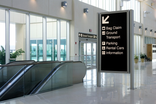 Signage at the Southwest International Airport in Ft. Myers, Florida.