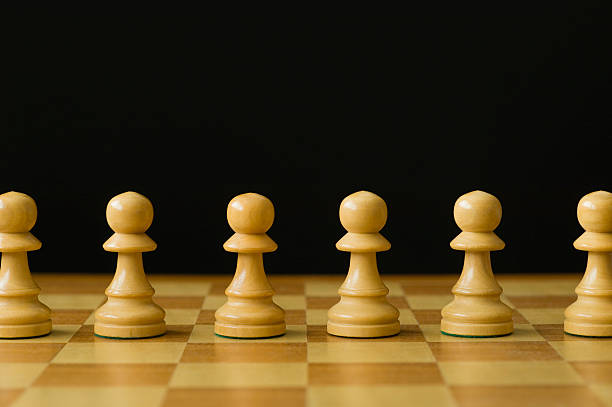 istock Row of pawns 173757898