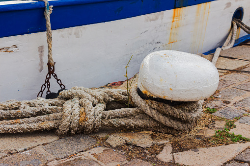 close-up of a fishing boat moored