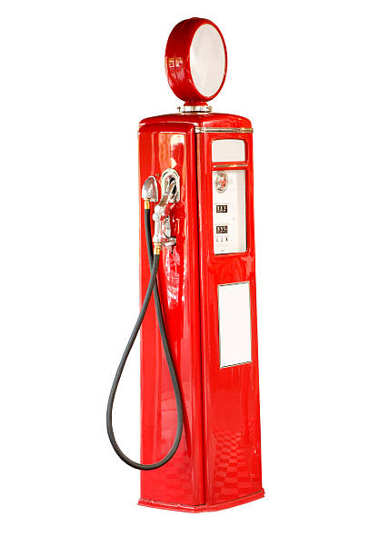 istock Vintage red gas pump on white background 173758199
