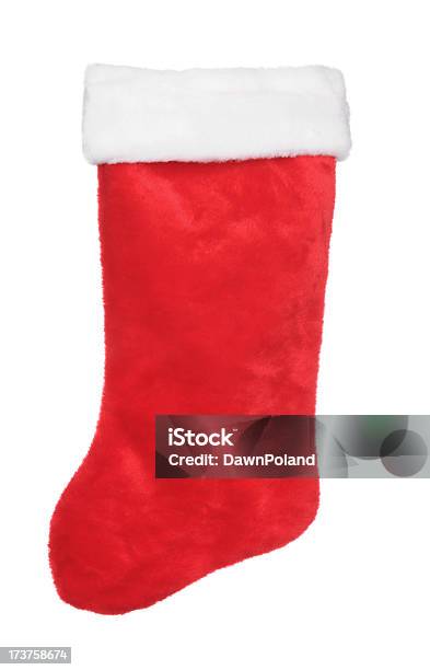 Traditional Christmas Stocking Stock Photo - Download Image Now - Christmas Stocking, White Background, Celebration Event