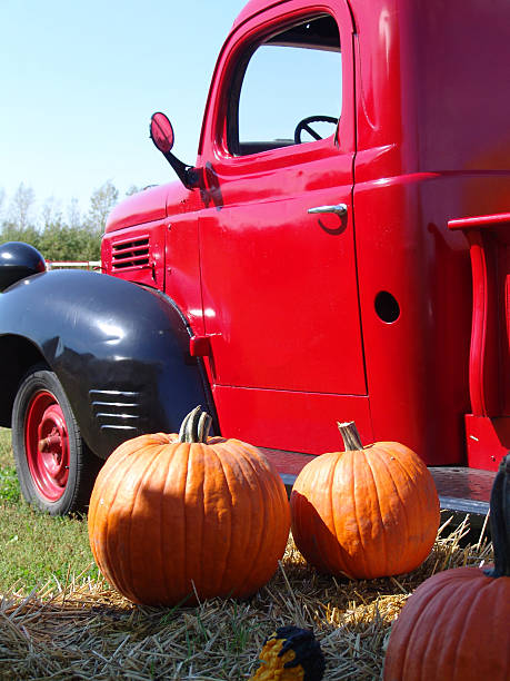 istock Retro Truck and Pumpkins 173758692