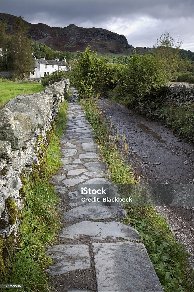 Lakeland Cottages A terrace of former miners’ cottages in a remote valley in the English Lake District Beauty Stock Photo